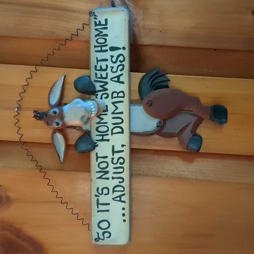 HOME SWEET HOME* cute dumba$$ sliding donkey door wall kitchen sign